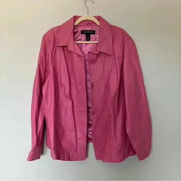 Lane Bryant pink leather Barbiecore jacket 22/24 - Picture 3 of 6